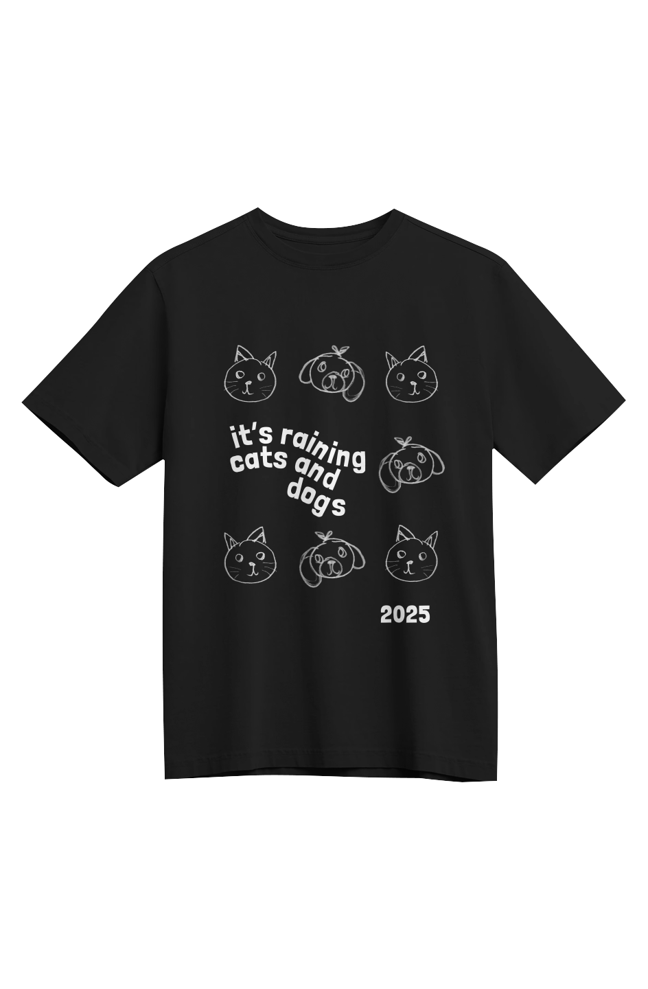 Tampa Animation Festival 2025 Cats and Dogs Program Tee Black Front Print