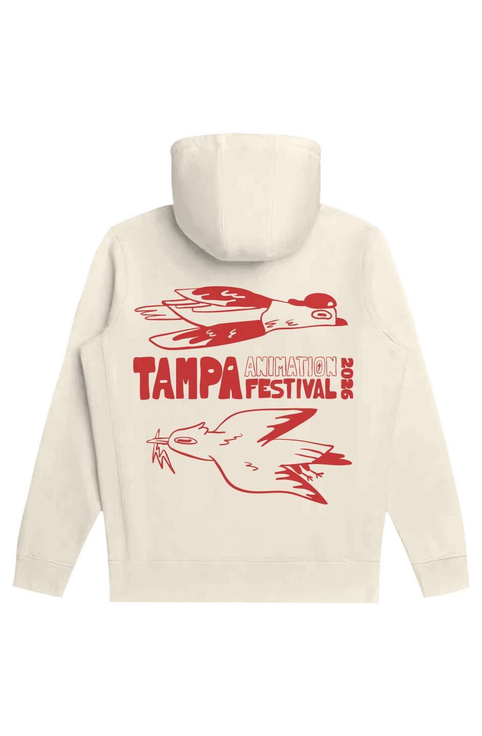 Tampa Animation Festival 2026 Birds Heavyweight Hoodie Black Back Print 