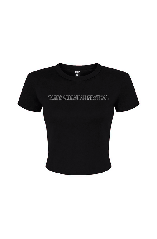 Tampa Animation Festival 2026 Wordmark Women's Baby Tee Black 