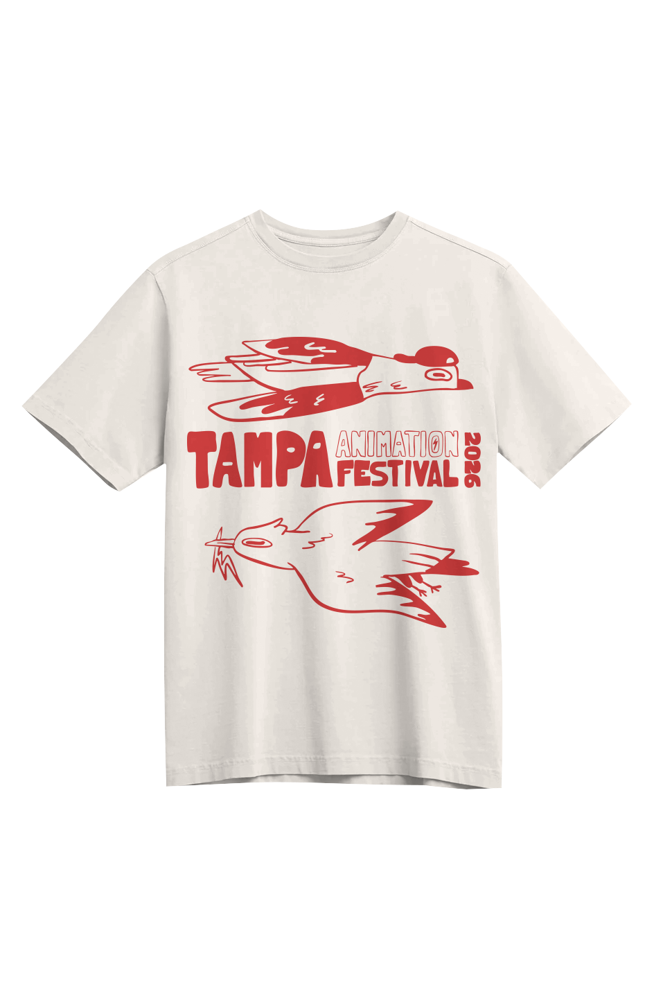 Tampa Animation Festival 2026 Birds Heavyweight Organic Tee Pearl 