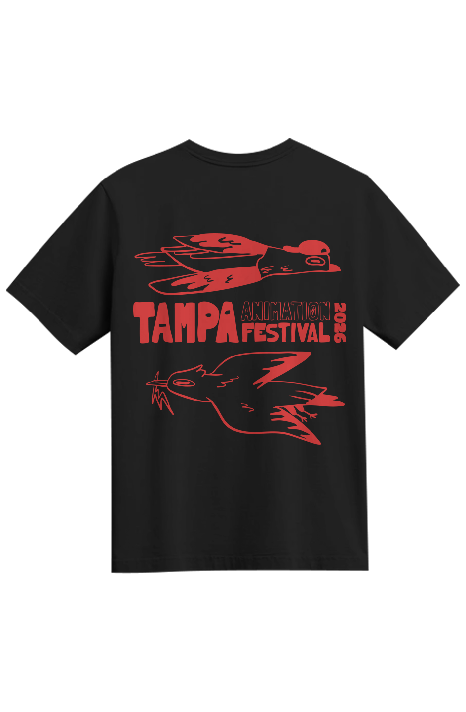 Tampa Animation Festival 2026 Birds Heavyweight Organic Tee Black 