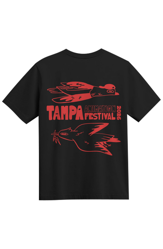 Tampa Animation Festival 2026 Birds Heavyweight Organic Tee Black 