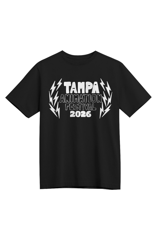 Tampa Animation Festival 2026 Outline Laurel Heavyweight Organic Tee Black 