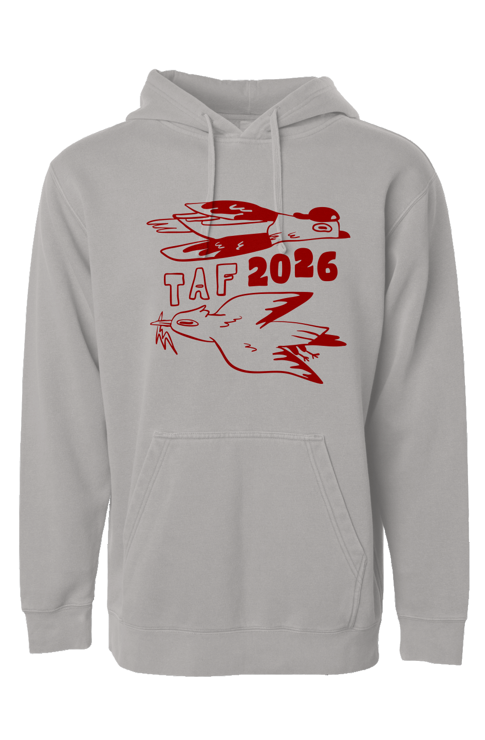 Tampa Animation Festival 2026 Birds Pigment Dyed Hoodie Red Print 