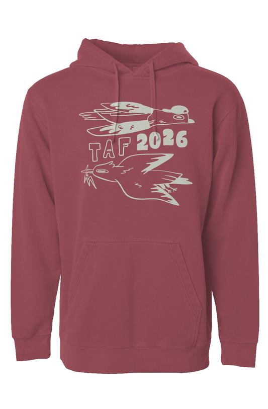 Tampa Animation Festival 2026 Birds Pigment Dyed Hoodie Cream Print 