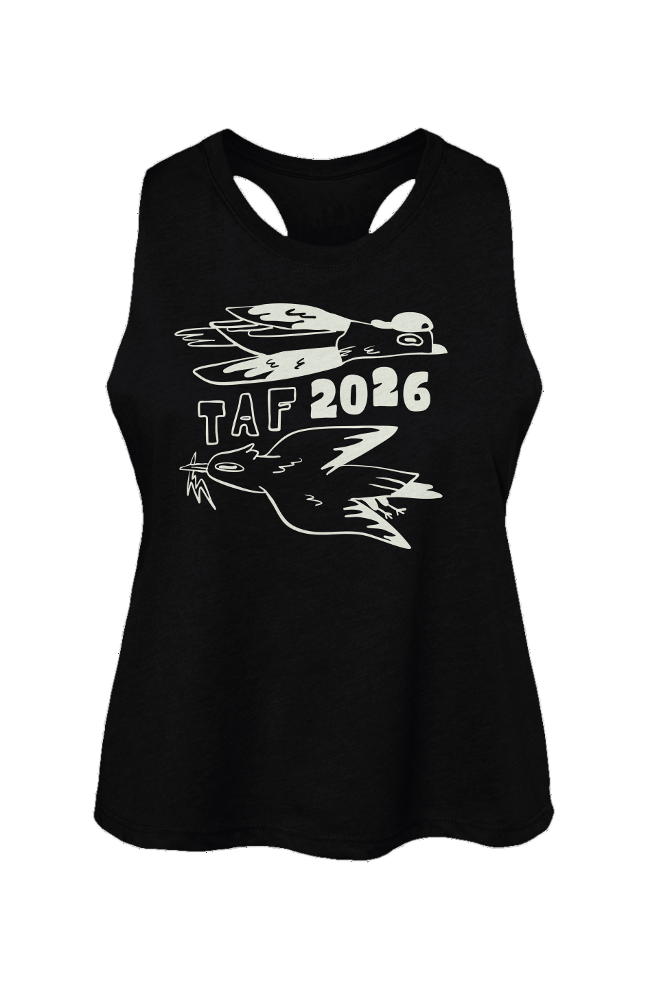Tampa Animation Festival 2026 Birds Women's Racerback Cropped Tank