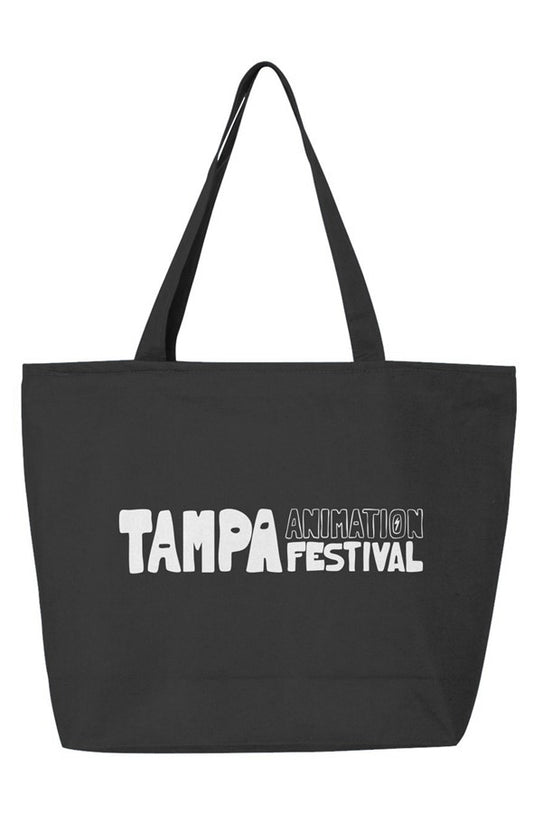 tampa animation festival 2026 wordmark zippered tote black 