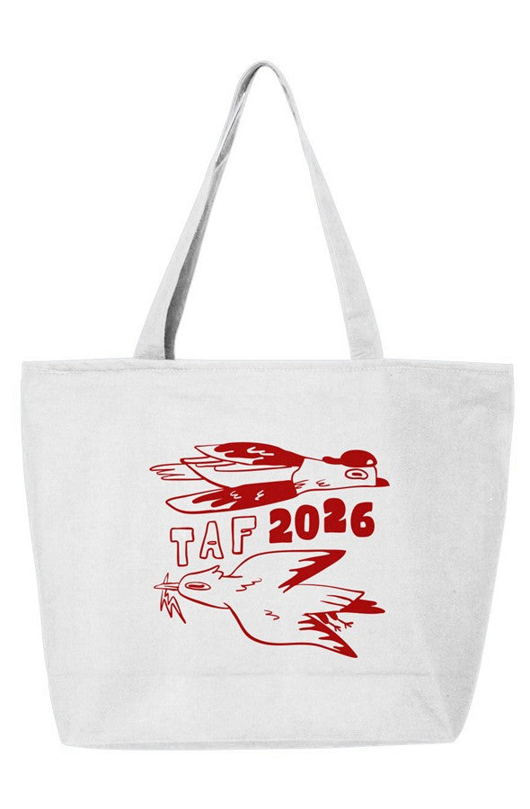 tampa animation festival 2026 birds zippered tote white 