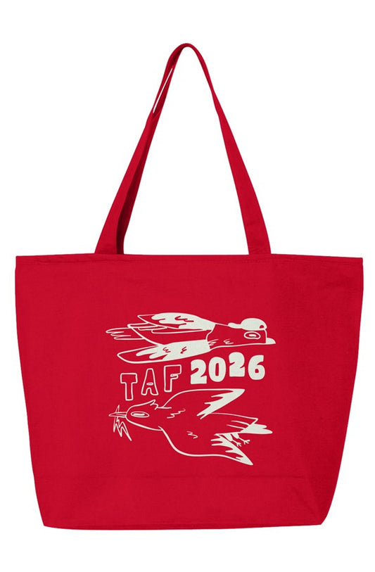 tampa animation festival 2026 birds zippered tote red 